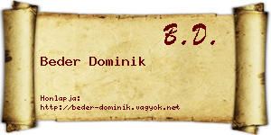 Beder Dominik névjegykártya